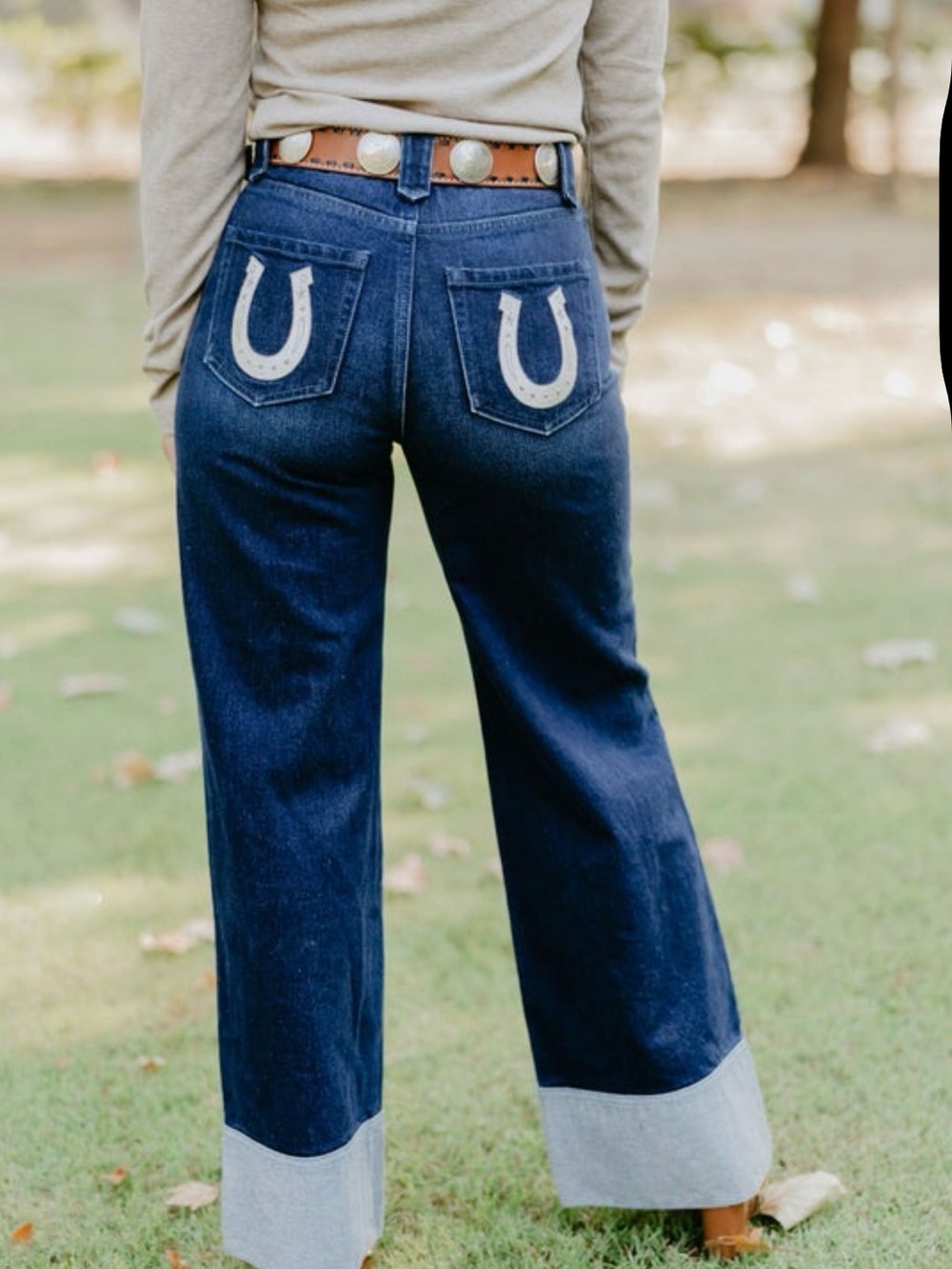 Rodeo Quincy Marvel Cowgirl Jean Cowboy Jean -Rise Dark Blue Wide-Leg Jeans